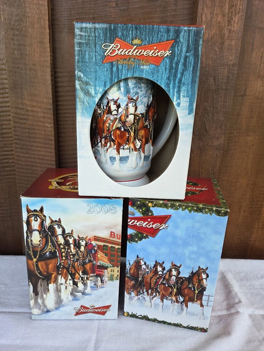 Budweiser Clydesdales Christmas Beer Steins 2007 2008 2009
